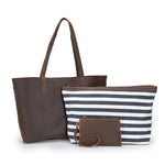 Trifecta - Leather Tote Bag with Hand Bag