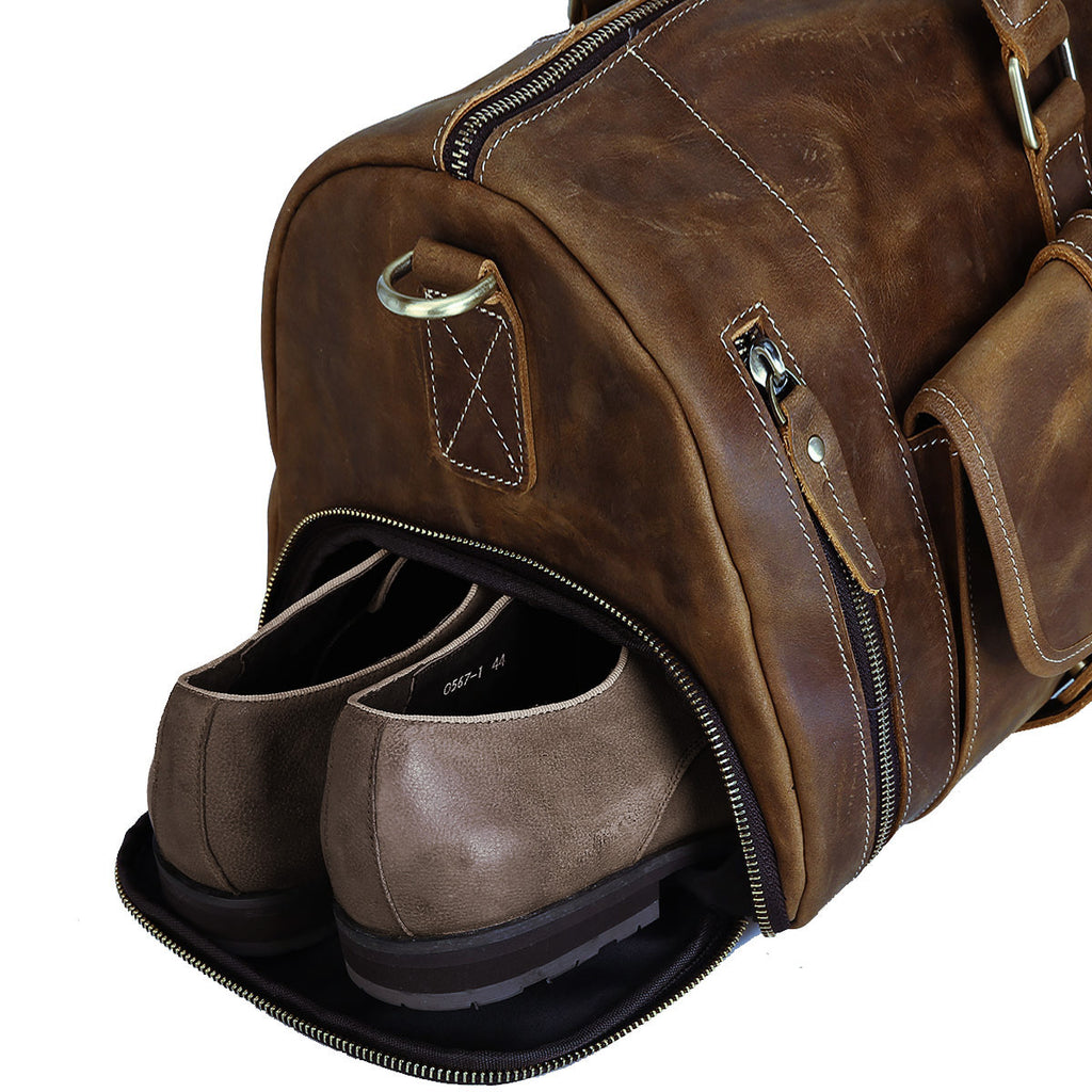 Legacy - Vintage Leather Duffle Bag with Shoe Compartment – Leatheq